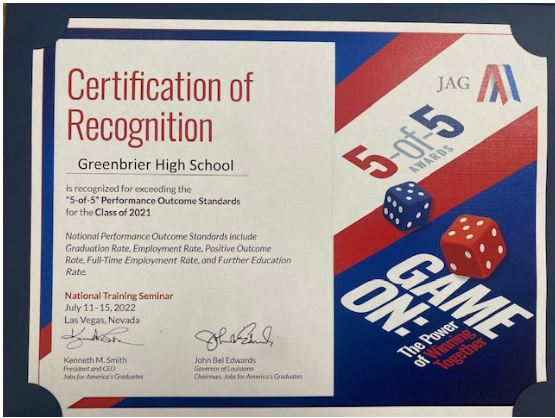 JAG 5 of 5 Award
